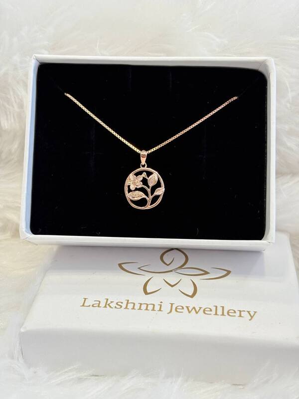 Silver round malar chain with rosegold finish