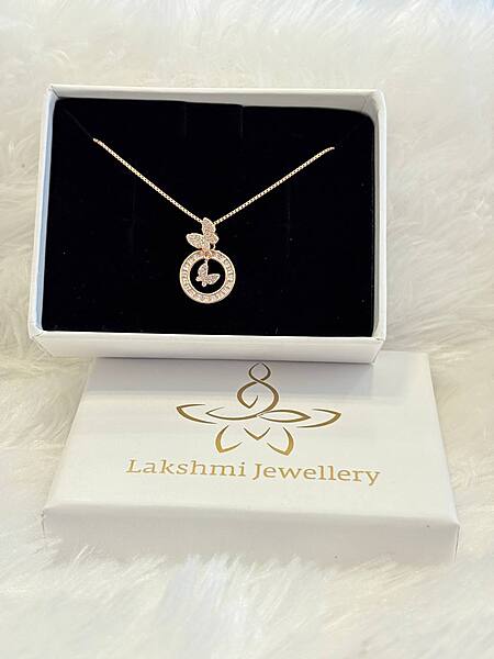 Silver double butterfly round chain with rosegold finish