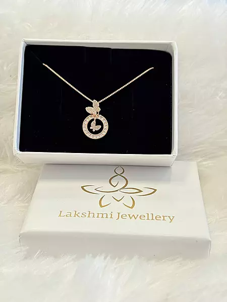 Silver double butterfly round chain with rosegold finish