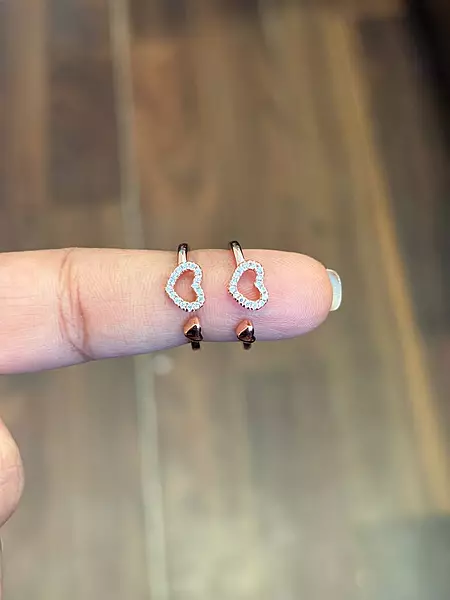 Silver heart toe ring with rosegold finish