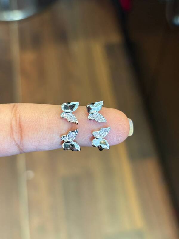 Silver doublee butterfly toe ring