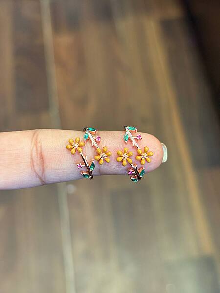 Silver multi toe ring with rosegold finish