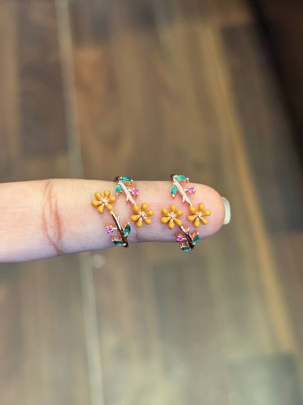 Silver multi toe ring with rosegold finish