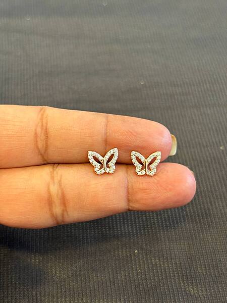 Silver butterfly stud with rosegold finish