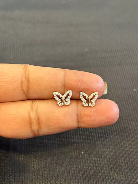 Silver butterfly stud with rosegold finish