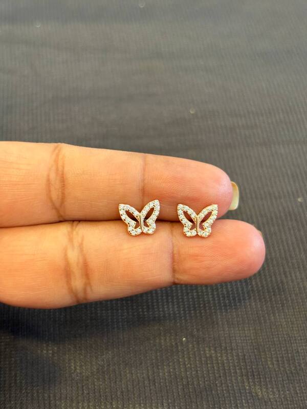 Silver butterfly stud with rosegold finish