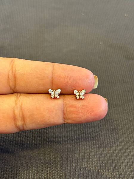 Silver castingg butterfly stud with rosegold finish