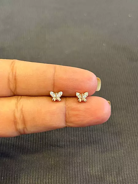 Silver castingg butterfly stud with rosegold finish