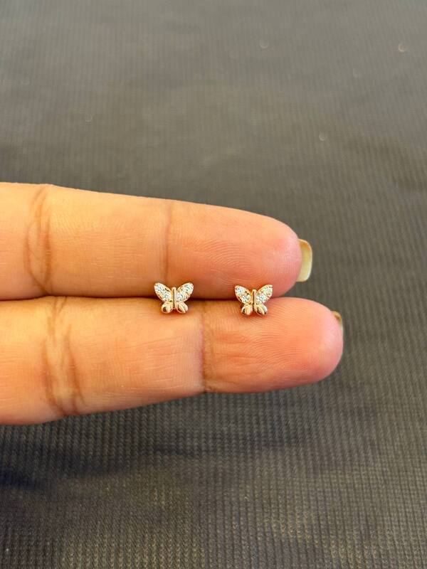 Silver castingg butterfly stud with rosegold finish