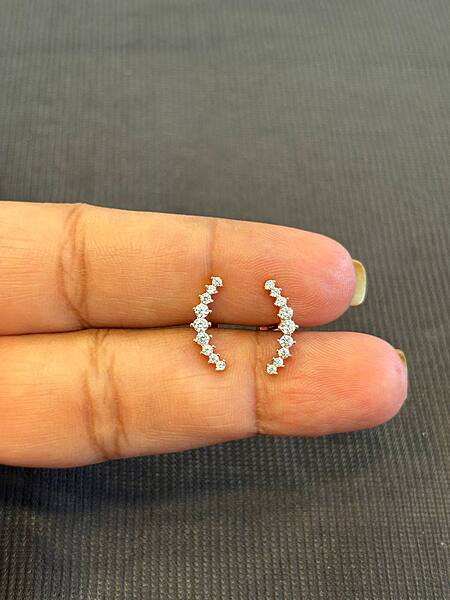 Silver multistone helix stud with rosegold finish