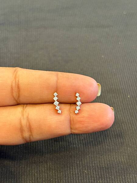 Silver 5 stone helix stud with rosegold finish