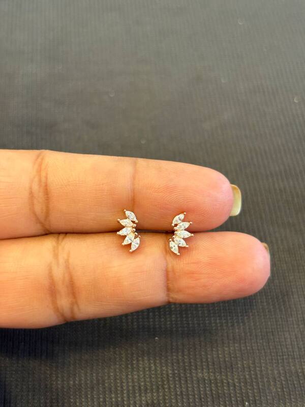 Silver fancy helix stud with rosegold finish