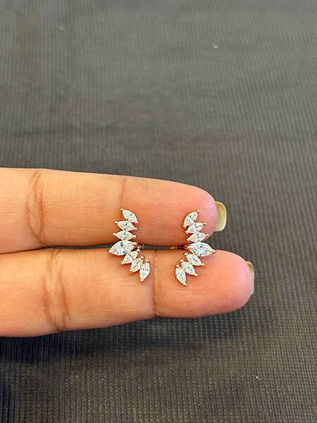 Silver fancy big helix stud with rosegold finish