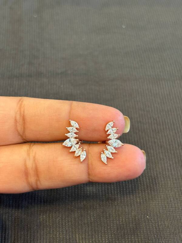 Silver fancy big helix stud with rosegold finish