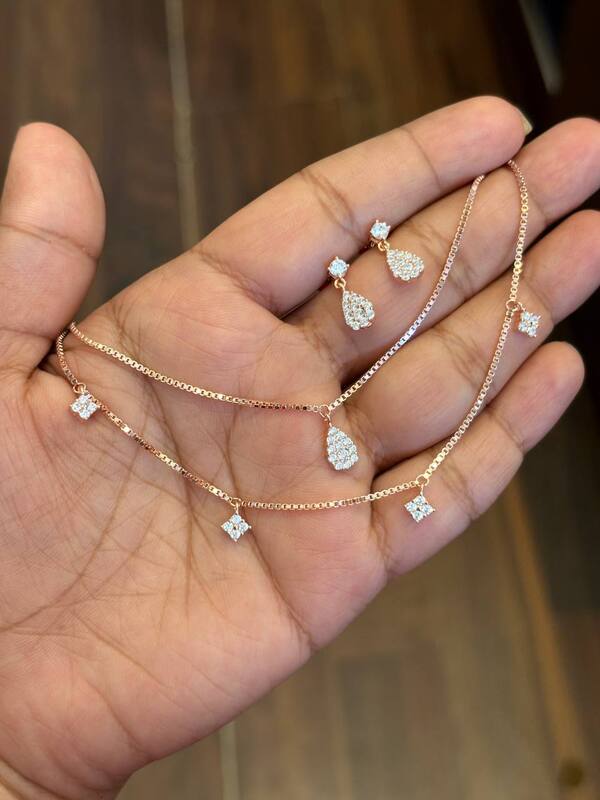 Silver drop double layer charm with rosegold finish