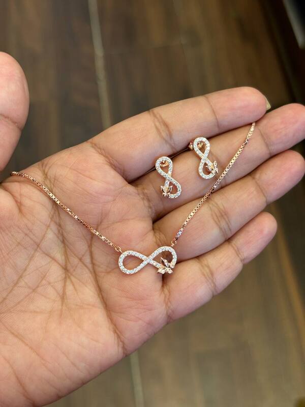 Silver infinity butterfly chain with rosegold finish