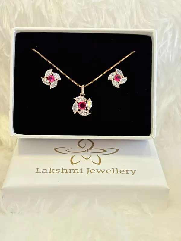 Silver white chakra pendant set with rosegold finish