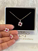 Silver white chakra pendant set with rosegold finish