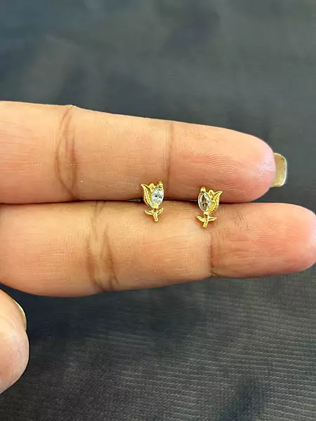 Silver roja stud with gold finish