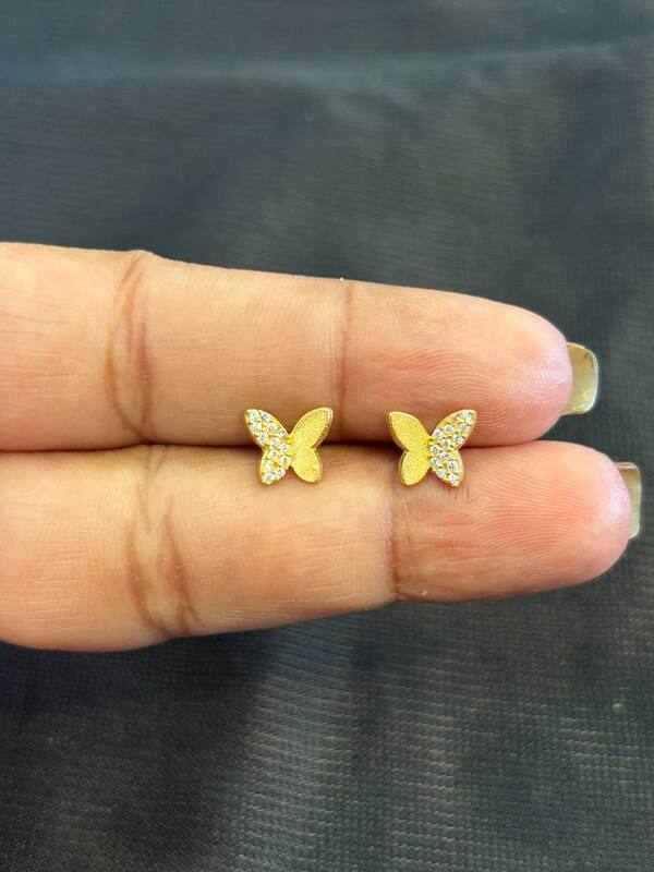 Silver butterfly casting stud with gold finish