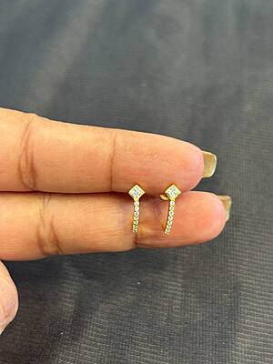 Silver J type stud with gold finish