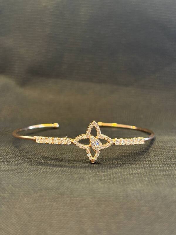 Silver moksha kada with rosegold finish