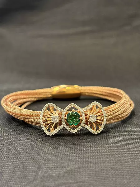 Silver aathi magnetic rope with rosegold finish
