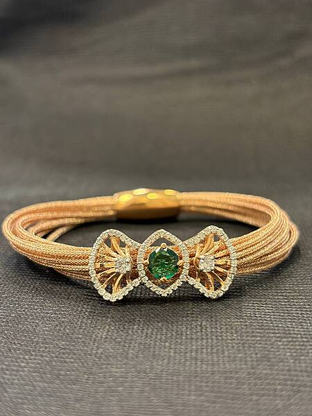 Silver aathi magnetic rope with rosegold finish