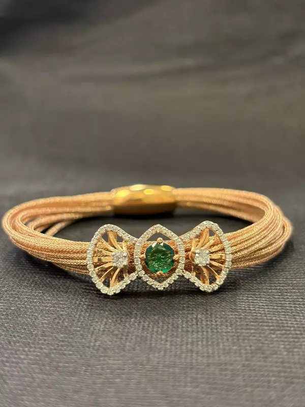 Silver aathi magnetic rope with rosegold finish