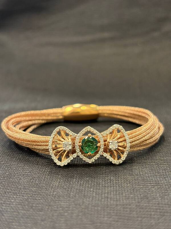 Silver aathi magnetic rope with rosegold finish