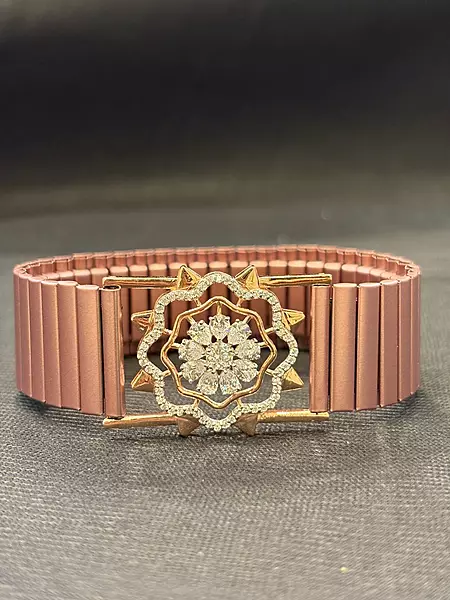 Silver mahi wrist band with rosegold finish
