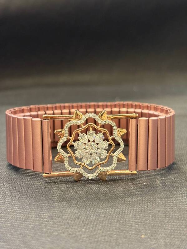 Silver mahi wrist band with rosegold finish