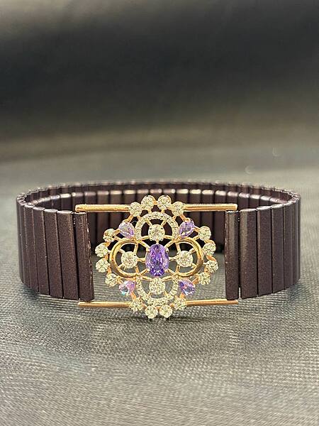 Silver mugil wrist band with rosegold finish