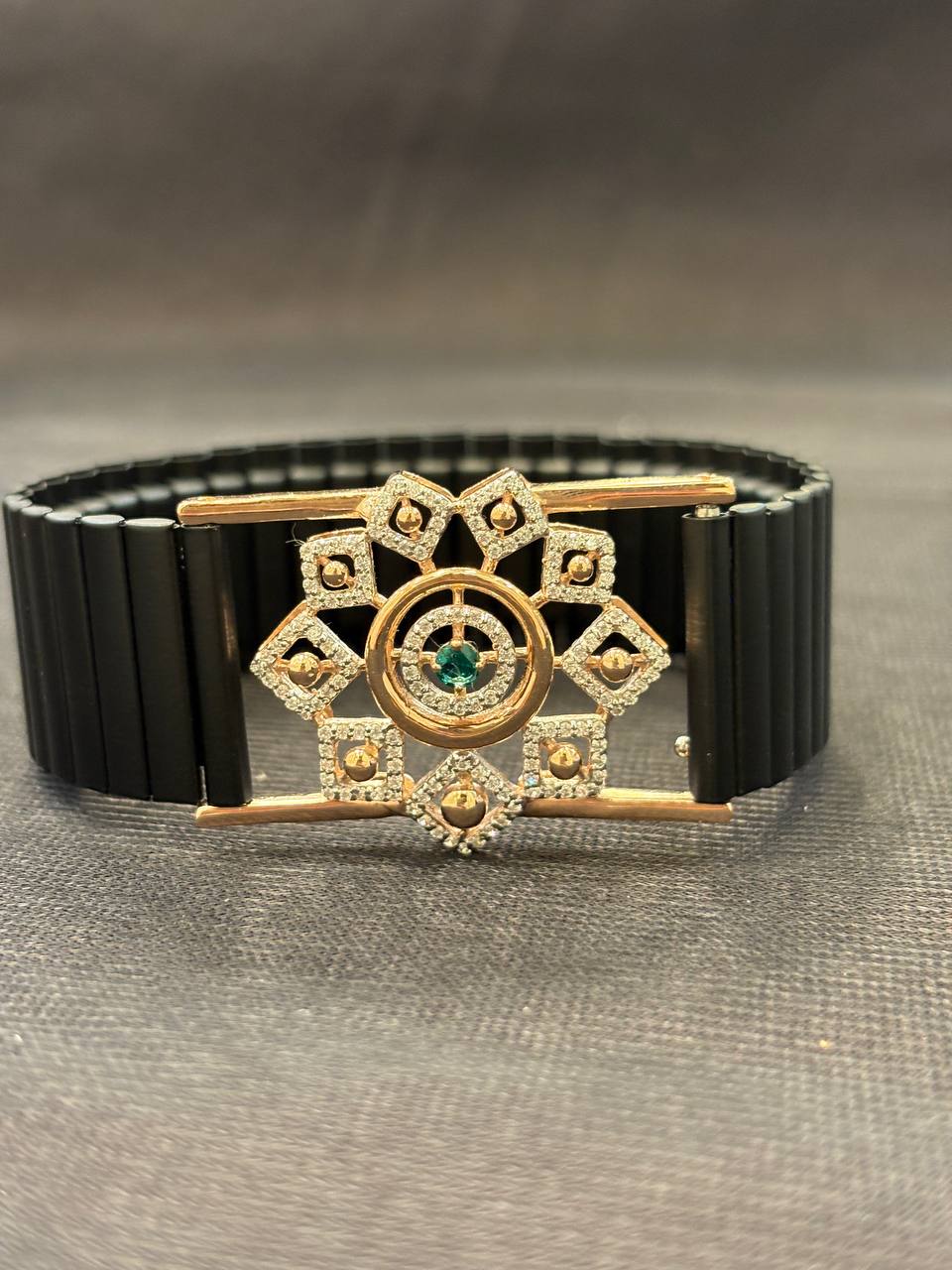 Silver kurinji wrist band with rosegold finish