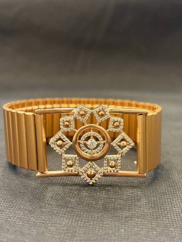 Silver golden glow wrist band with rosegold finish