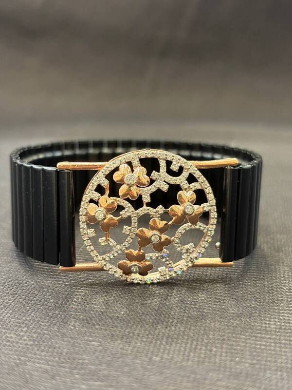 Silver mullai wrist band with rosegold finish