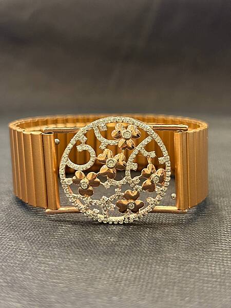 Silver golden flower wrist band with rosegold finish