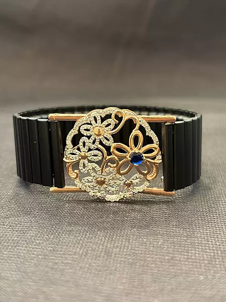Silver delulu violet wrist band with rosegold finish