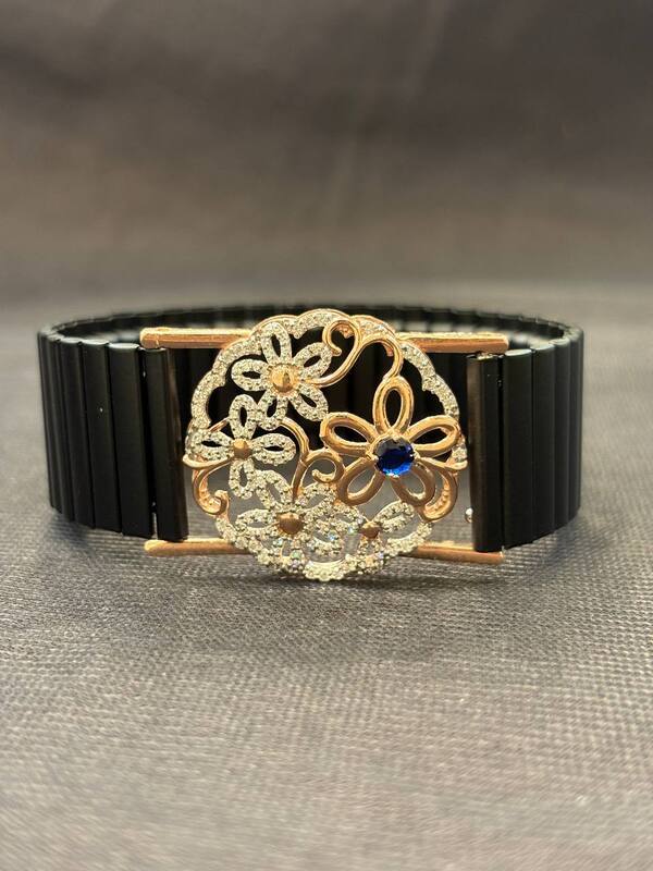 Silver delulu violet wrist band with rosegold finish