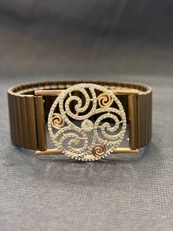 Silver chakra wrist band with rosegold finish