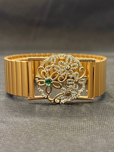 Silver golden greenwrist band with rosegold finish