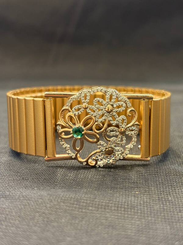 Silver golden greenwrist band with rosegold finish