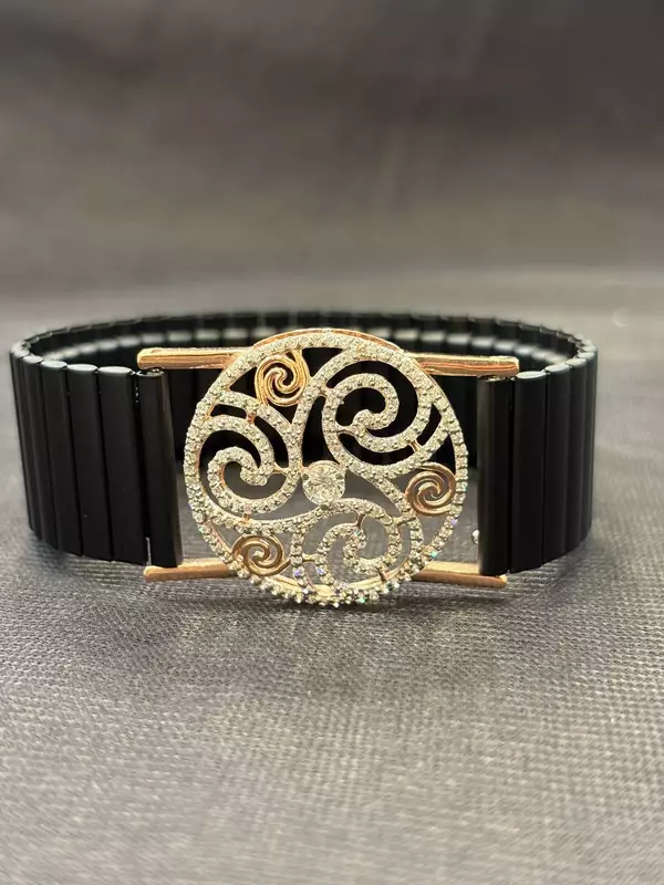 Silver nero wrist band with rosegold finish