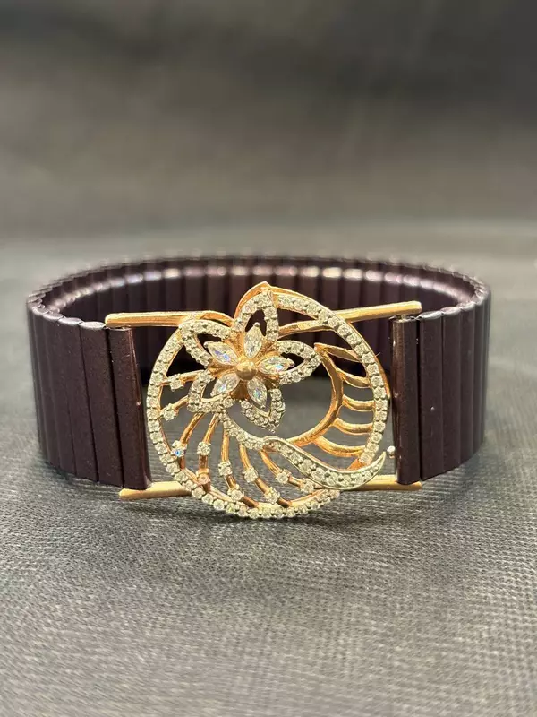 Silver dolce chocolate wrist band with rosegold finish