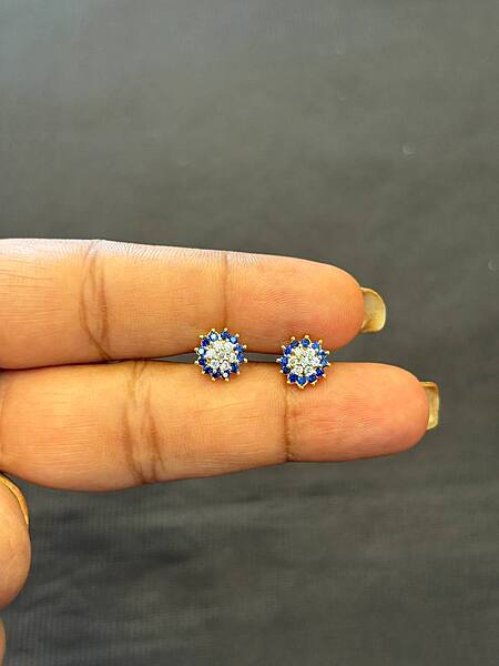 Blue harini 9 carat gold stud