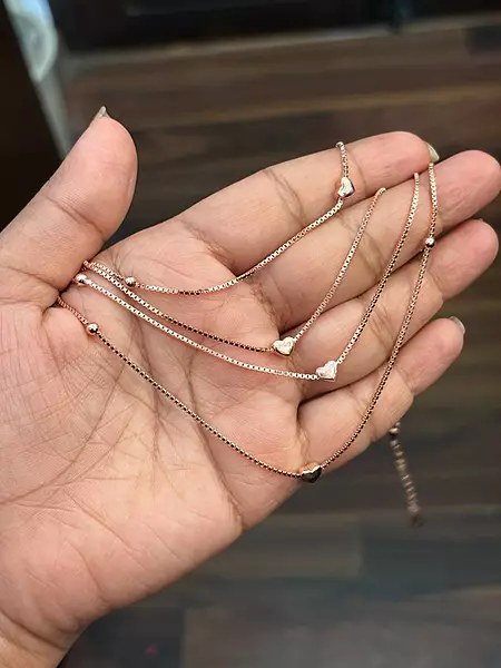 Silver idhayam  double layer anklet with rosaegold finish