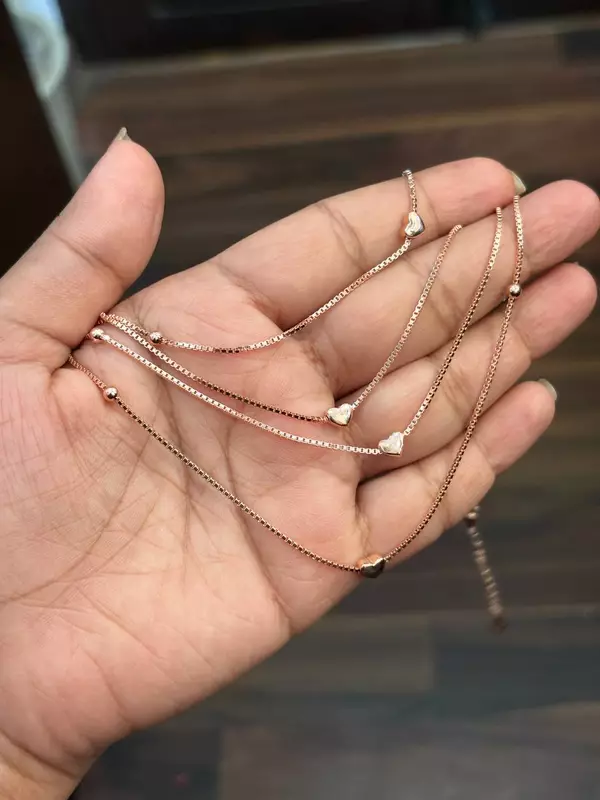 Silver idhayam double layer anklet with rosaegold finish