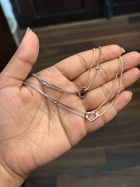 Silver heart double layer multicolour anklet with rosegold finish