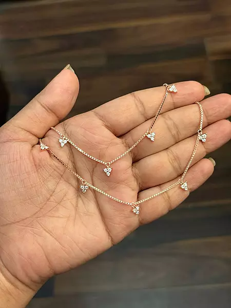 Silver tristone anklet with rosegold finish