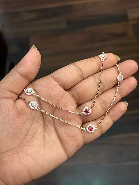 Silver iniya anklet with rosegold finish